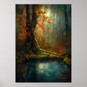Estanque del Bosque Encantado - Arte Místico del B