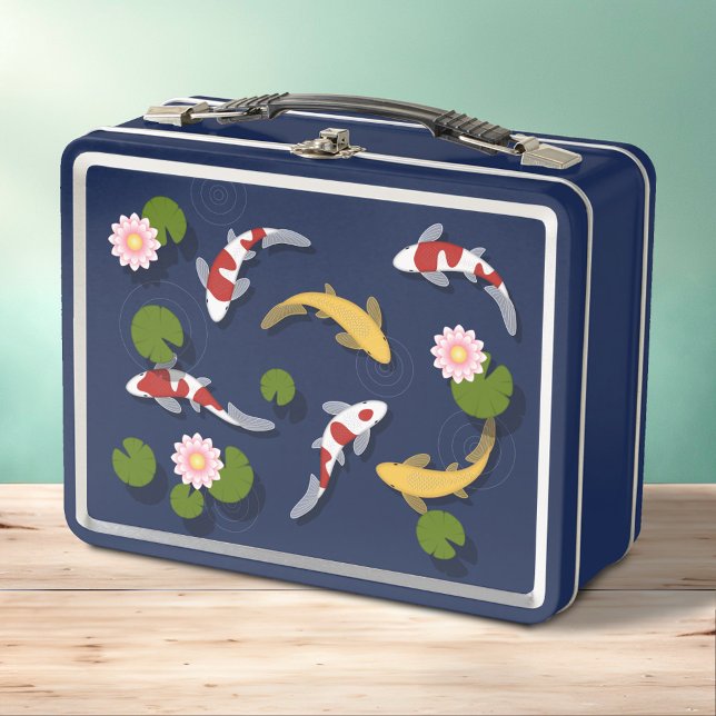 Estanque japonés de peces Koi sobre azul (Subido por el creador)