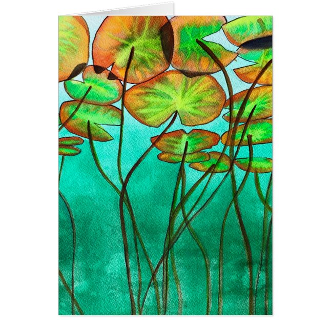 estanque verde sereno con lilíparas (Frente)