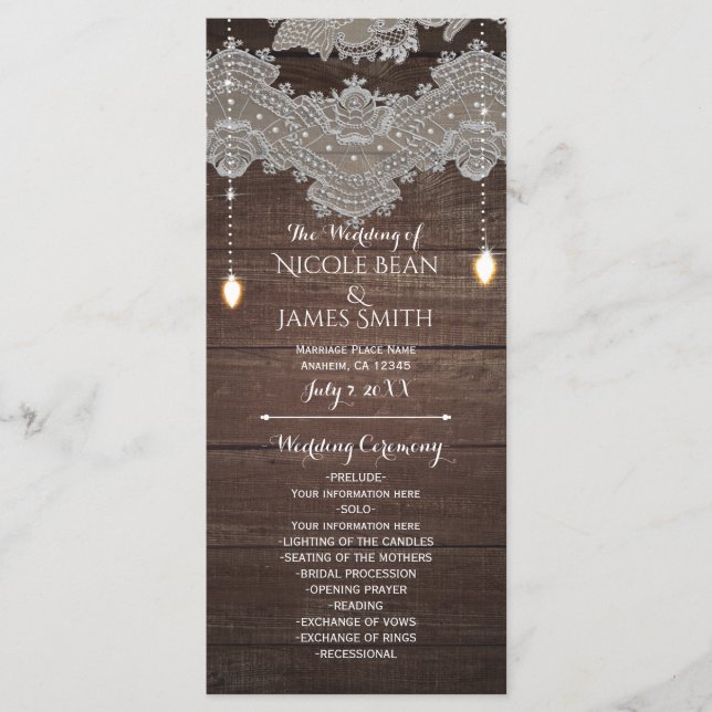 Estante de programa de madera rústica y encaje vin (Anverso)