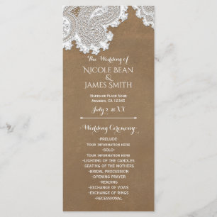 Estante para programas de boda de encaje blanco y