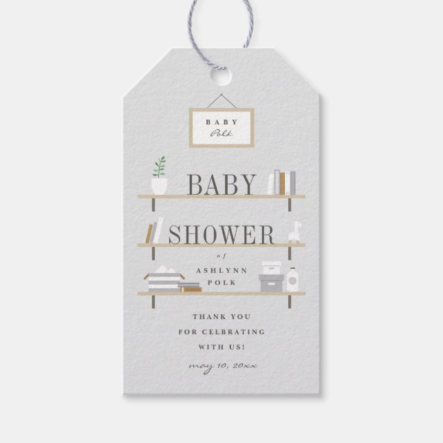 Estantes apiladas de ducha bebé, etiqueta de favor (Anverso)