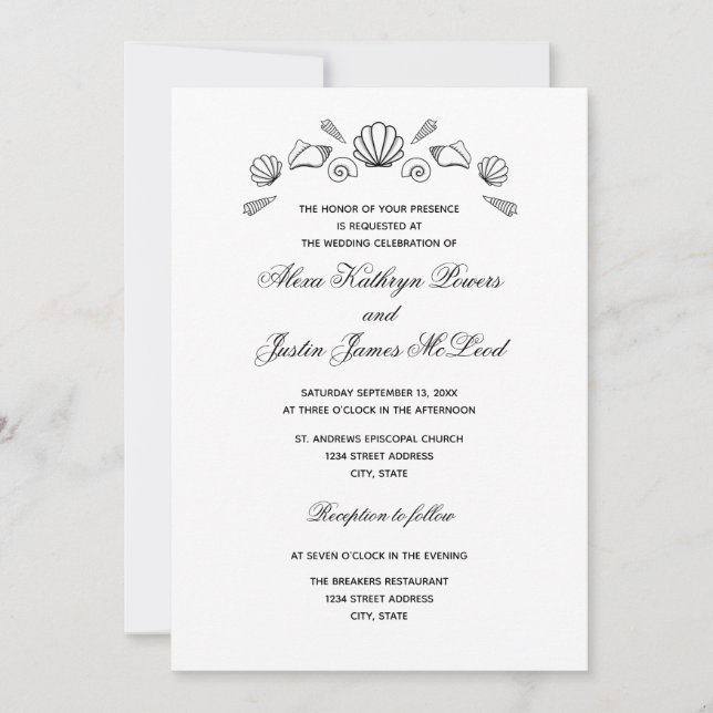 Estantes de mar - Invitación a la boda (Anverso)