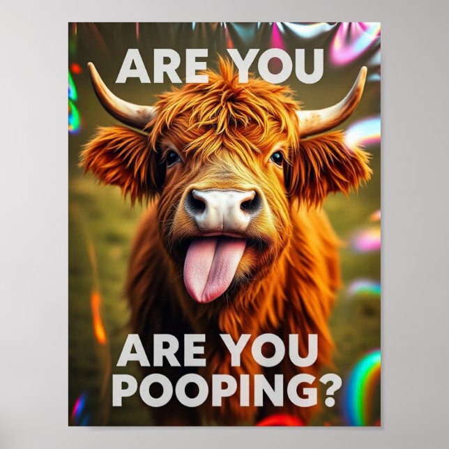 ¿Estás Defecando? Vaca Highland Divertida, Arte de (Frente)