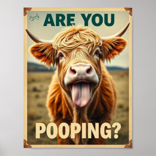 ¿Estás Defecando? Vaca Highland Divertida, Arte de