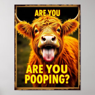 ¿Estás Defecando? Vaca Highland Divertida, Arte de