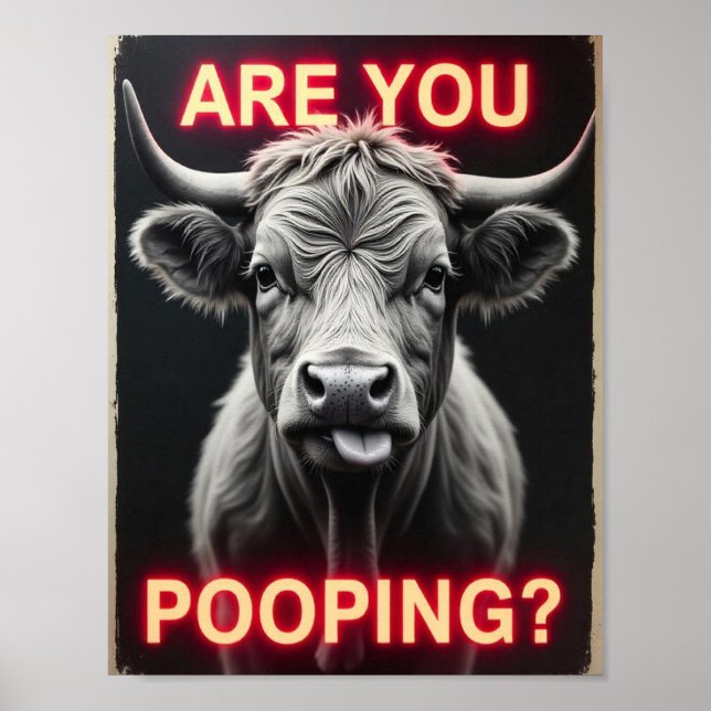 ¿Estás Defecando? Vaca Highland Divertida, Arte de (Frente)