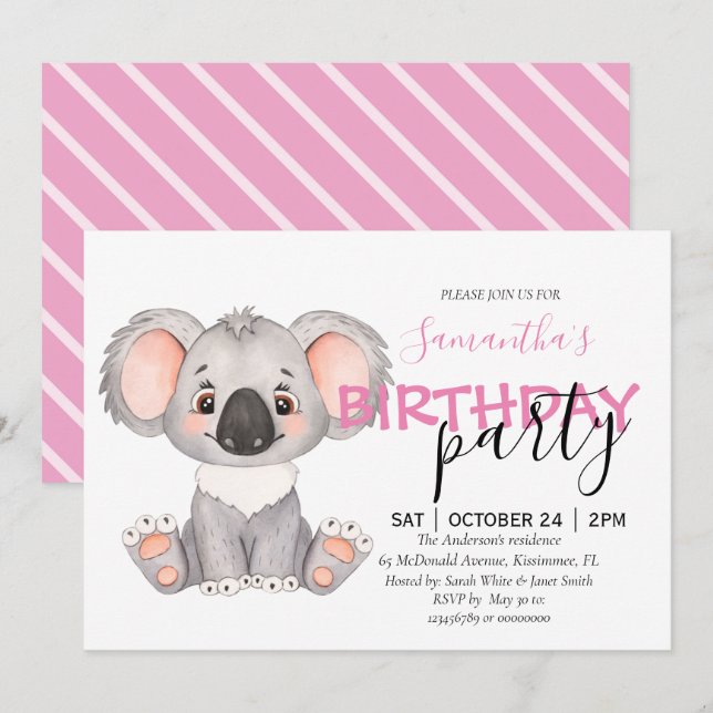 Estás Invitado a una 1ra Invitación Koala-tástica (Anverso / Reverso)