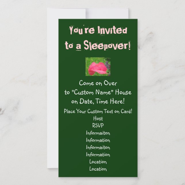 ¡Estás Invitado a una Fiesta de Dormir! Invitacion (Anverso)