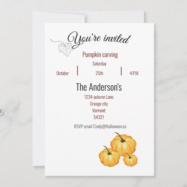 Estás invitado a una invitación para tallar calaba (Anverso)