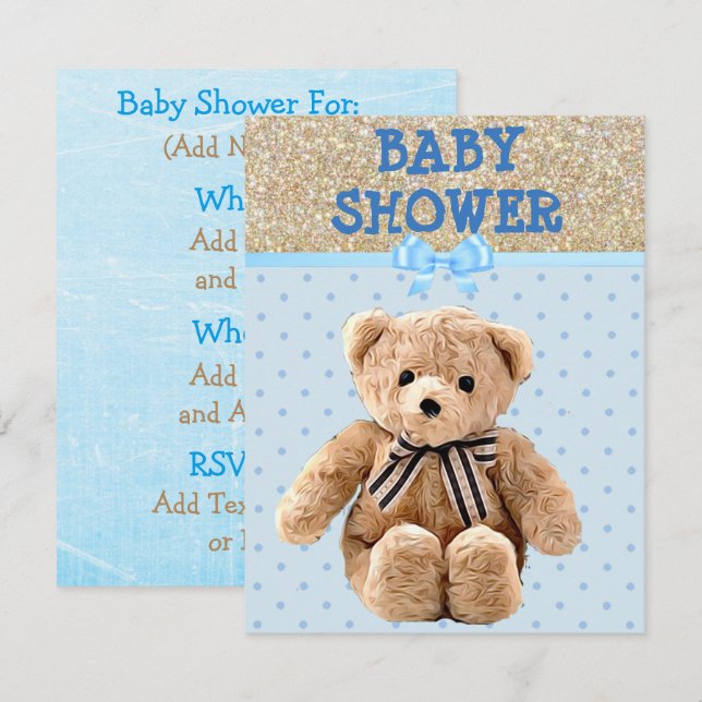 Estás Invitado, Invitaciones para Baby Shower de O (Anverso / Reverso)