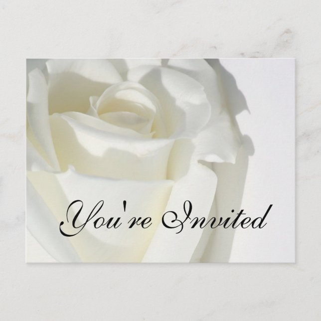 Estás Invitado Tarjeta de Invitación Rosa Blanca (Anverso)