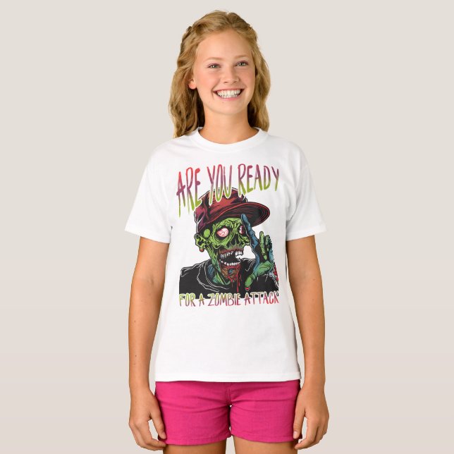 ¿Estás Listo | Camiseta Divertida de Ataque Zombie (Anverso completo)