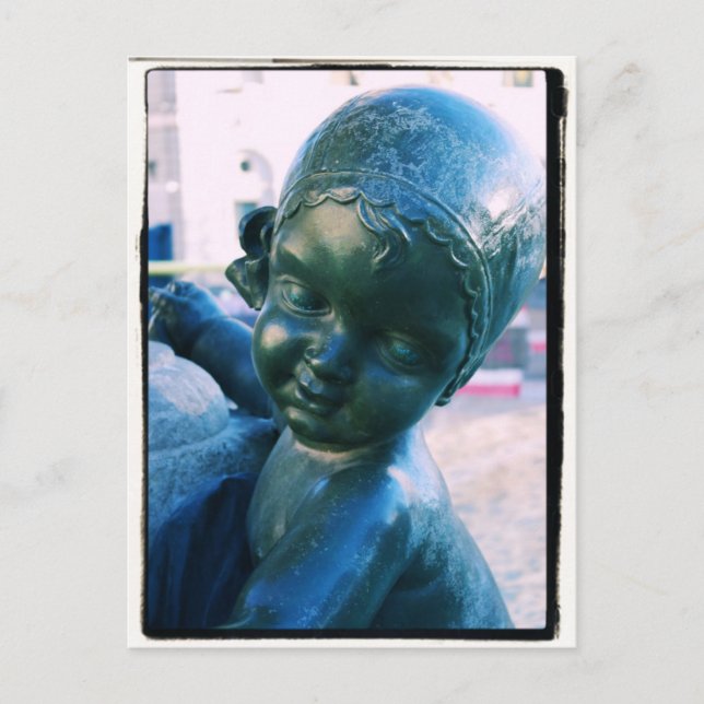 Estatua Angélica - Barcelona, España postal (Anverso)