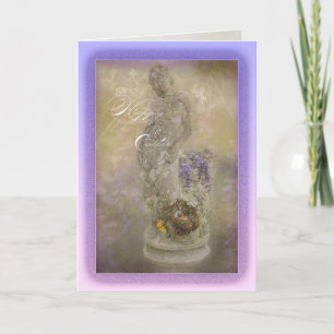 Estatua Chica de tarjetas de Pascua con flores