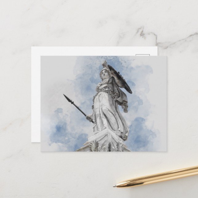 Estatua clásica de la postal de Atenea - Mitología (Anverso/Reverso In Situ)