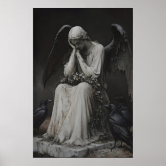Estatua de ángel de Navidad gótico con arte de cue