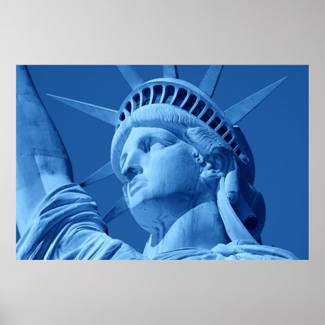 Estatua de arte pop azul del Poster de la libertad (Frente)