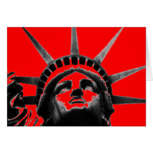 Estatua de arte pop blanco y negro rojo con carta