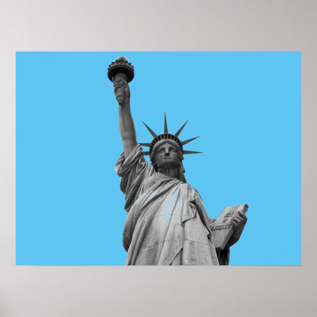 Estatua de arte pop de Liberty Blue Greyscale Nuev (Frente)