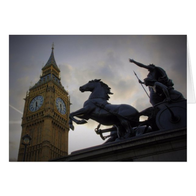 Estatua de Boadicea-Elizabeth Tower-London-Card (Anverso (Horizontal))