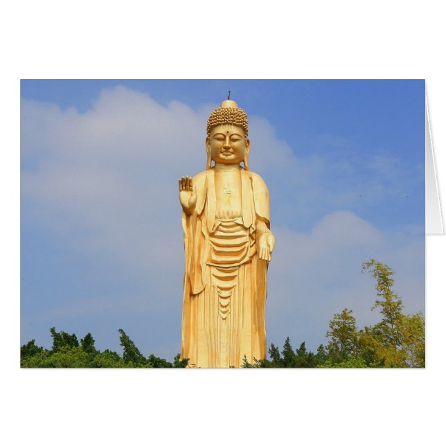Estatua de Buda Dorado, mano levantada, árboles (Anverso (Horizontal))