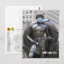 Estatua de joven con mascarilla - Tarjeta postal d