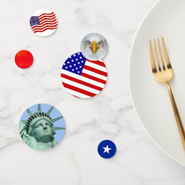 Estatua de la Libertad, Águila y Confetti Bandera  (Grupo)