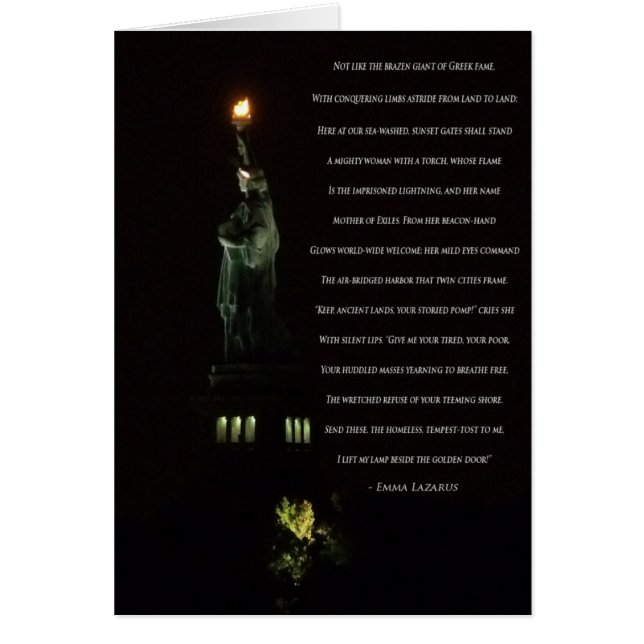 Estatua de la libertad en la noche/el poema de (Frente)