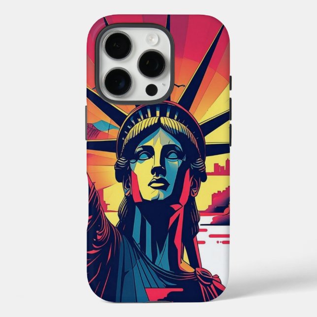 Estatua de la libertad Funda de NYC Skyline Mobile (Reverso )
