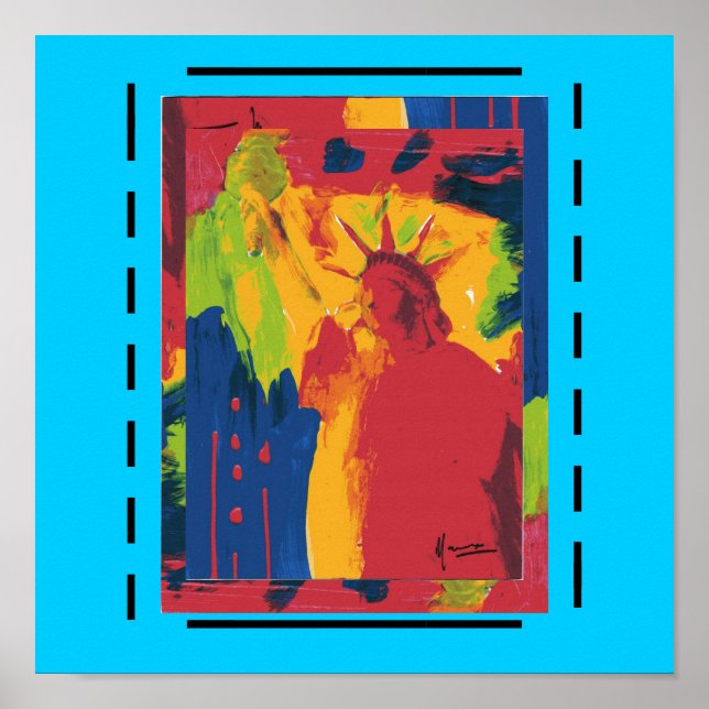 "estatua de la libertad" huellas de posters de lín (Frente)