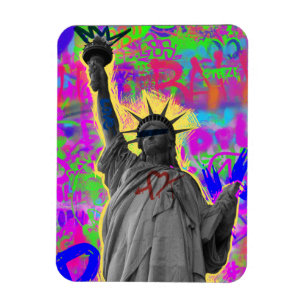 Estatua de la Libertad - Imán de Pop Art con Grafi