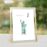 Estatua de la Libertad Número de la Mesa del Boda<br><div class="desc">Tarjetas de asiento con número de mesa boda de moda con una pintura acuarela de la Estatua de la Libertad de Nueva York. El emparejamiento de la acuarela de la pintoresca y la tipografía de la moda es una combinación muy divertida.</div>