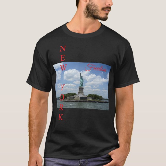 Estatua de la libertad Nyc camiseta negra de los h (Anverso)