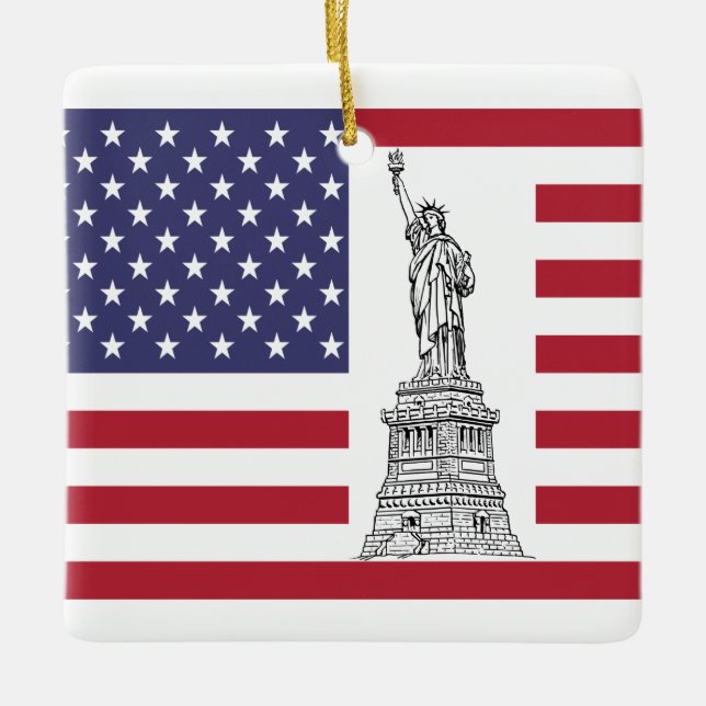 Estatua de la libertad y ornamento de la bandera e (Anverso)