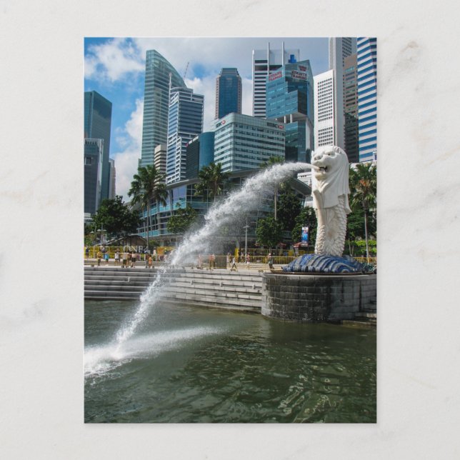 Estatua de Merlion, Singapur - postal (Anverso)