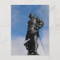 Estatua de Sir Francis Drake, tarjeta postal de Pl