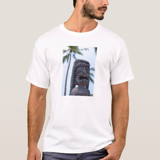 Estatua de Tiki en Kona, Hawaii - camiseta (Anverso)