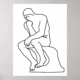 Estatua del hombre pensador arte lineal, Inspirado