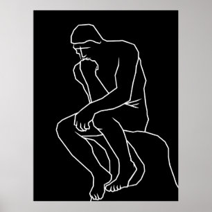 Estatua del hombre pensador arte lineal, Inspirado