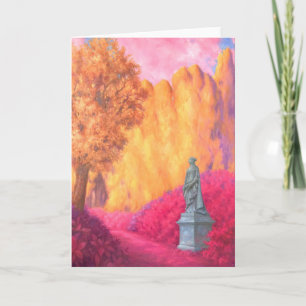"Estatua en un jardín". Tarjeta de felicitación