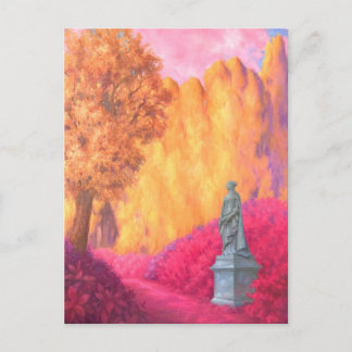 "Estatua en un jardín". Tarjeta postal