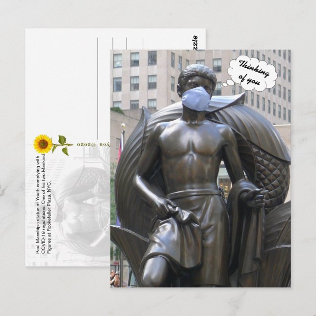 Estatua juvenil, Pensando en ti - V postal (Anverso / Reverso)