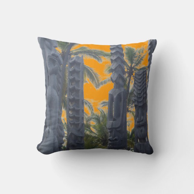 Estatua tropical de tiki almohada decorativa puest (Anverso)