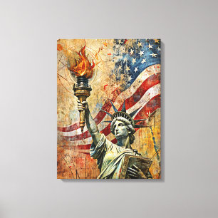 Estatua Vintage Del Arte De Lienzo Liberty