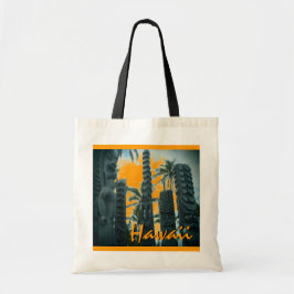 Estatuas de tiki de Hawaii naranja bolsa reutiliza