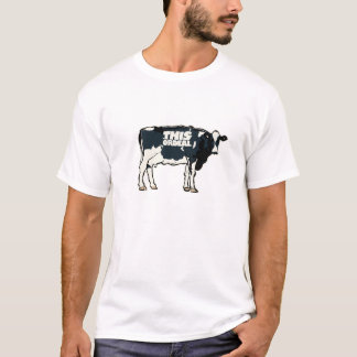 este blanco del adorno de la vaca de la camiseta
