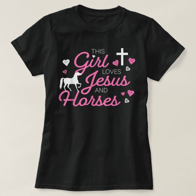 Este Chica Ama A Jesús Y A La Camiseta De Caballos (Diseño del anverso)