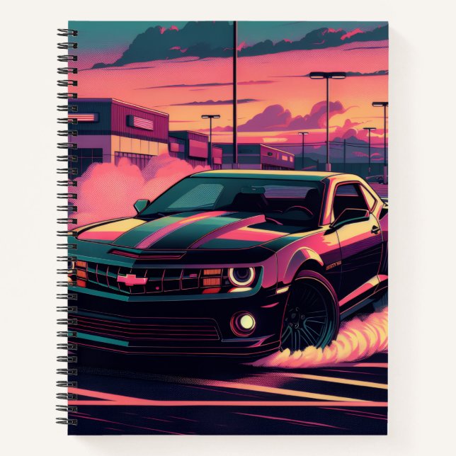 Este cuaderno presenta un muscle car (Anverso)