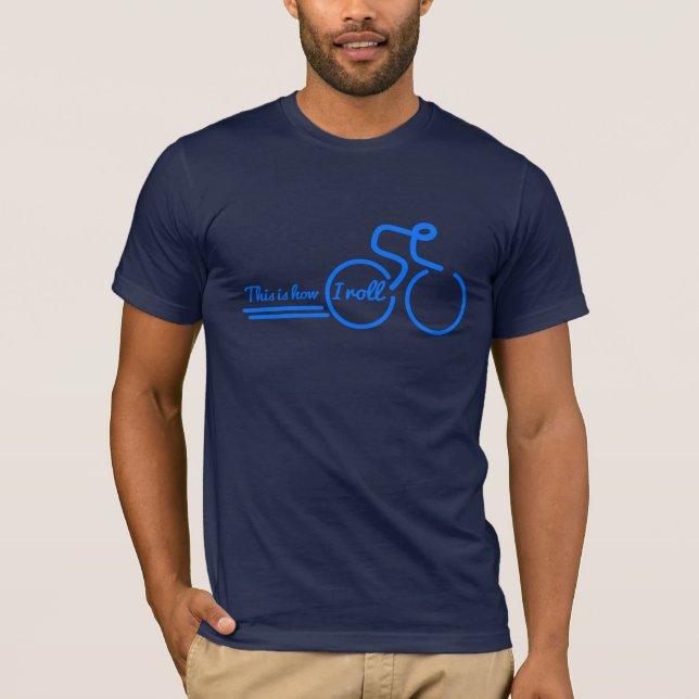 Éste es cómo ruedo la camiseta azul de ciclo del (Anverso)